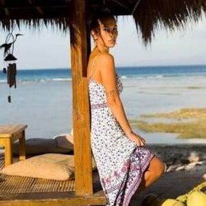 Floral Halter Dress with Purple Accents